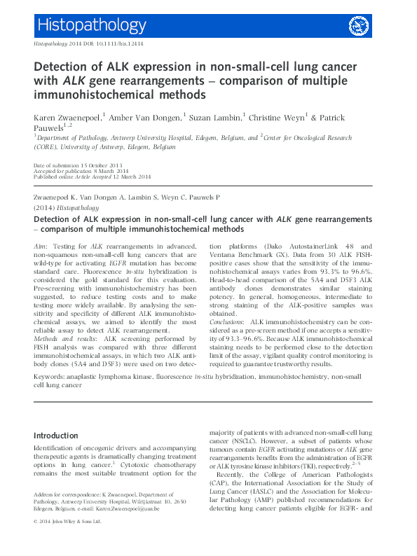 (PDF) Detection of ALK expression in NSCLC with ALK -gene ...