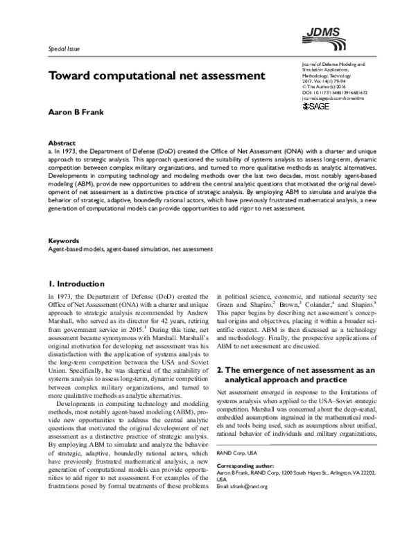 (PDF) Toward computational net assessment