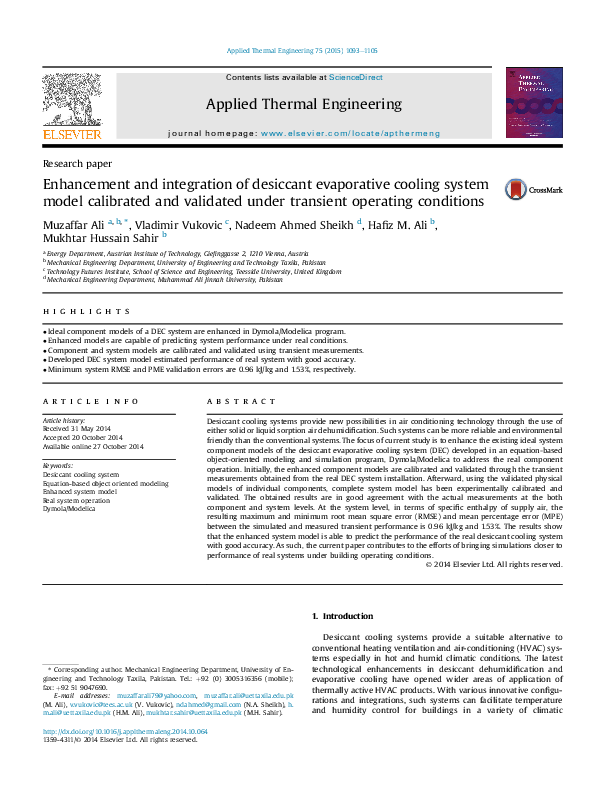 (PDF) Performance Analysis of a Desiccant Evaporative Cooling System