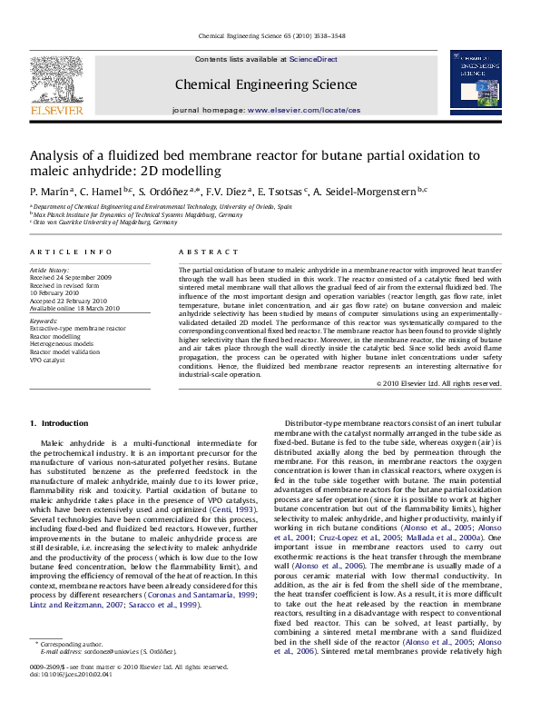(PDF) Analysis of a fluidized bed membrane reactor for butane partial ...
