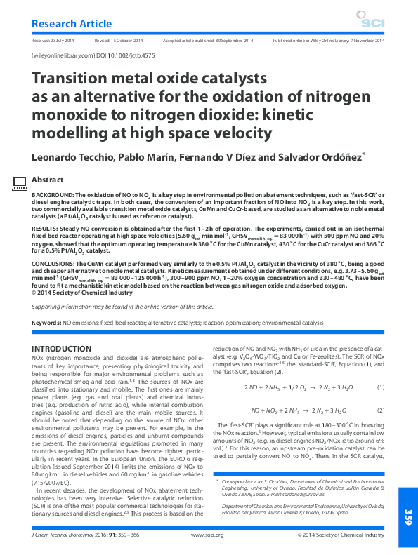 (PDF) Transition metal oxide catalysts as an alternative for the ...