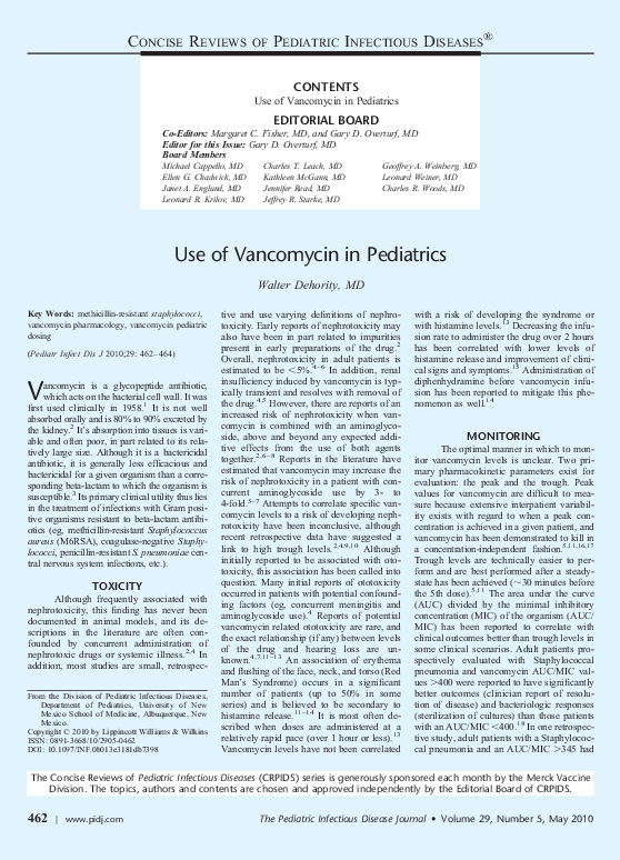(PDF) Use of Vancomycin in Pediatrics