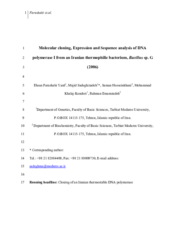 (PDF) Molecular Cloning, Expression, and Sequence Analysis of the ...