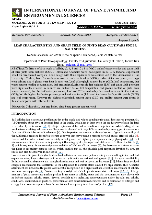 (PDF) Leaf Characteristics and Grain Yield of Pinto Bean Cultivars ...