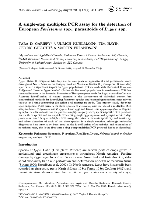 (PDF) A single-step multiplex PCR assay for the detection of European ...