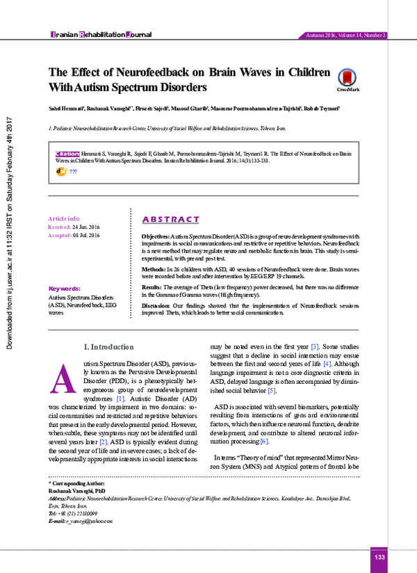 (PDF) The Effect of Neurofeedback on Brain Waves in Children With ...