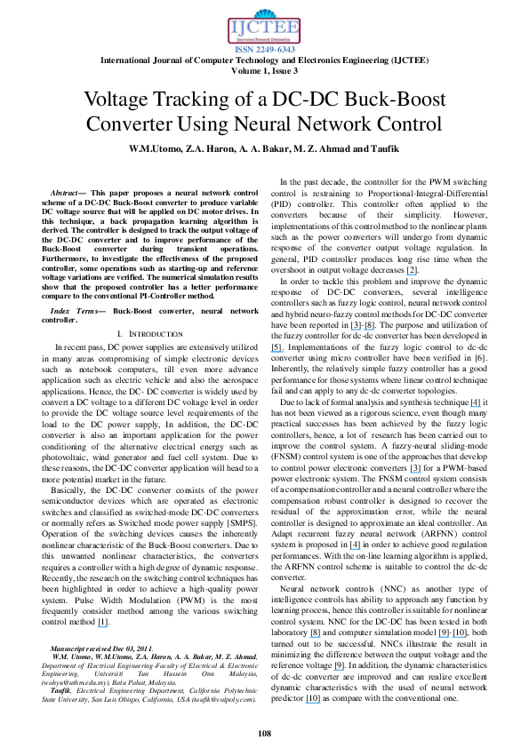 (PDF) Voltage Tracking of a DC-DC Buck Boost Converter Using Neural ...