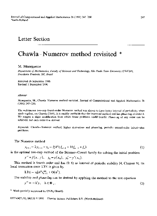 PDF) Chawla—Numerov method revisited