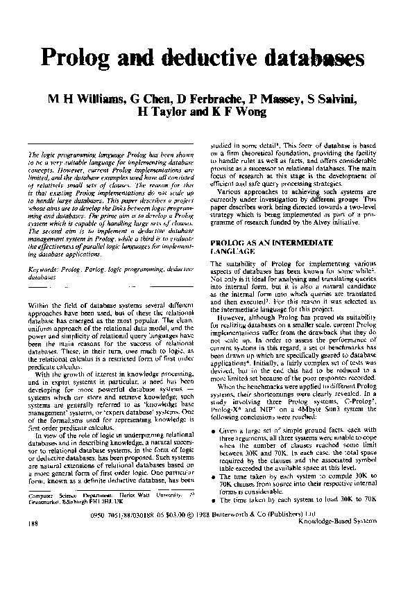 (PDF) Prolog and deductive databases