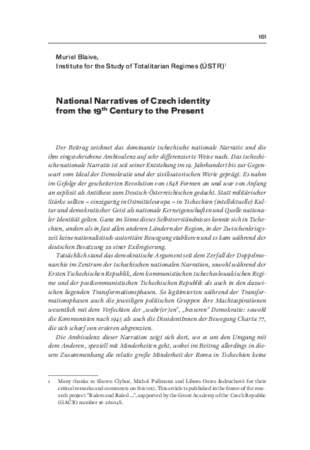 (PDF) “National Narratives of Czech Identity From the 19th Century to ...