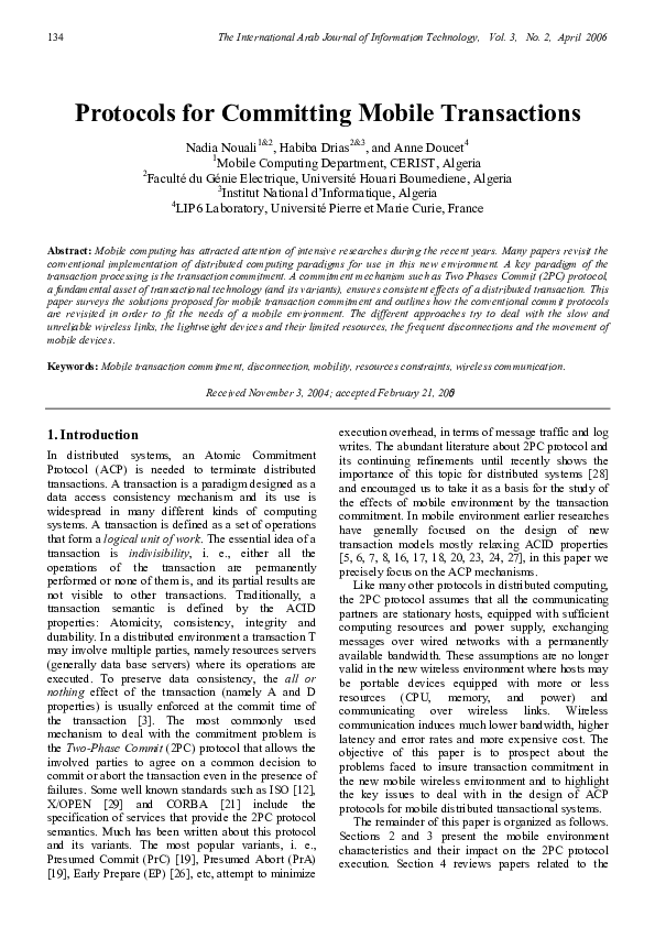 (PDF) Protocols for Committing Mobile Transactions