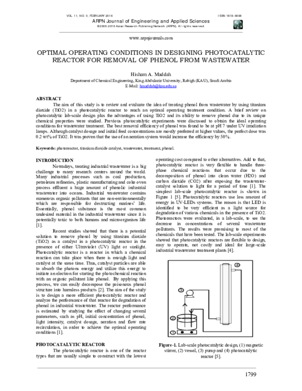(PDF) OPTIMAL OPERATING CONDITIONS IN DESIGNING PHOTOCATALYTIC REACTOR ...