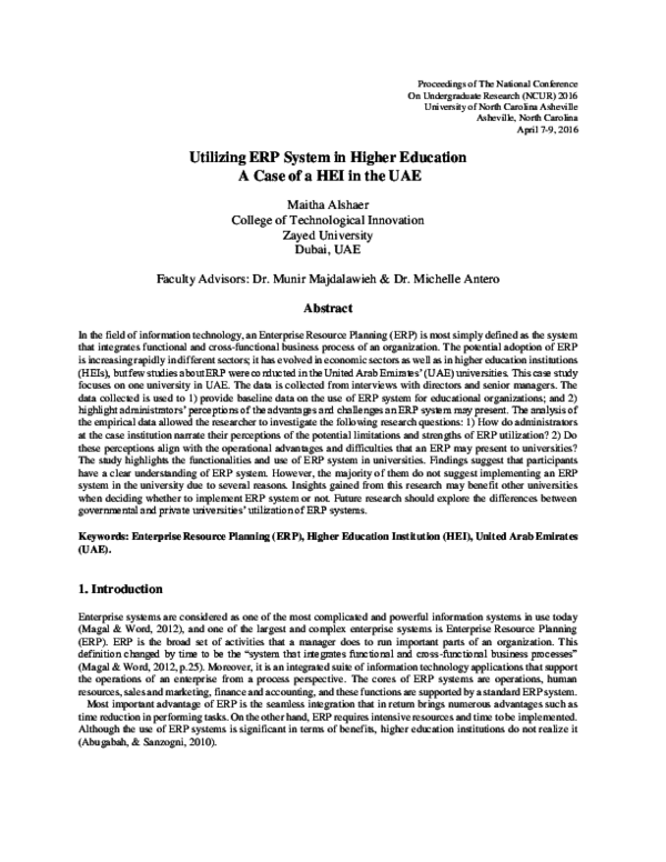 Pdf Utilizing Erp System In Higher Education A Case Of A Hei In