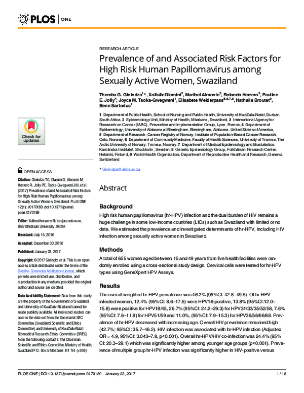 (PDF) Prevalence of and Associated Risk Factors for High Risk Human ...