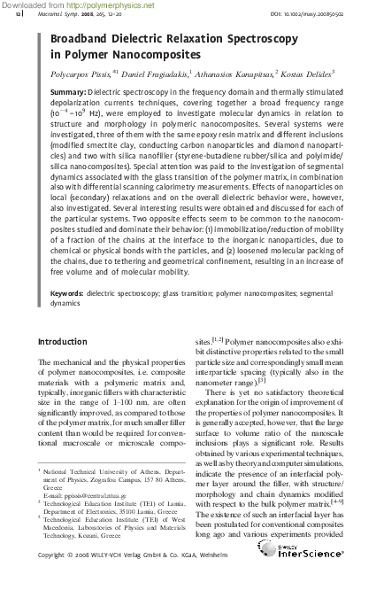 (PDF) Broadband Dielectric Relaxation Spectroscopy in Polymer ...