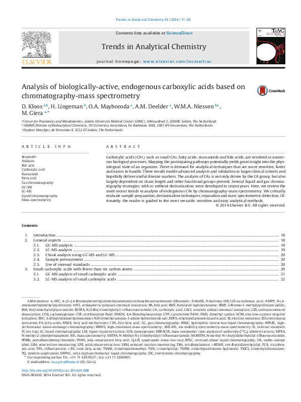 (PDF) Analysis of biologically-active, endogenous carboxylic acids ...