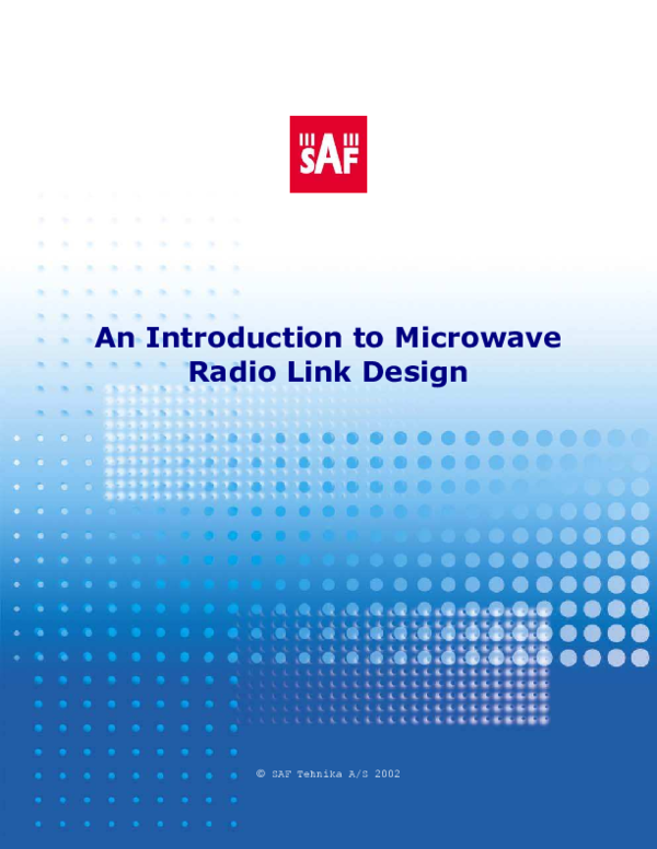Pdf An Introduction To Microwave Radio Link Design Hamid