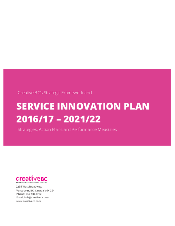 (PDF) Creative BC's Strategic Framework and Strategies, Action Plans ...