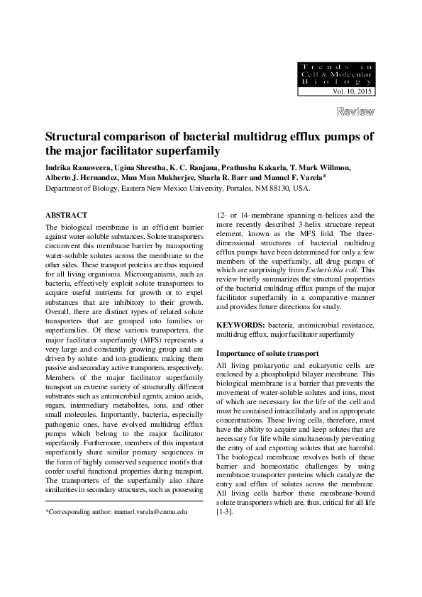 (PDF) Structural comparison of bacterial multidrug efflux pumps of the ...