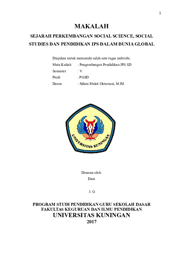 Doc Makalah Perkembangan Social Science Social Study Dan Ips Docx Dani Zaina Academia Edu
