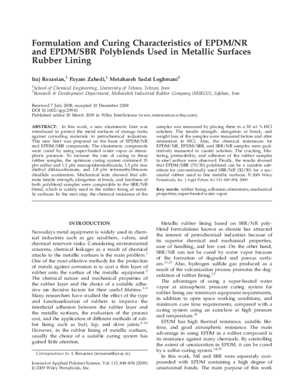(PDF) Formulation and curing characteristics of EPDM/NR and EPDM/SBR
