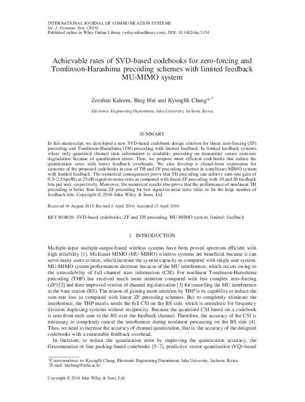 (PDF) Achievable rates of SVD-based codebooks for zero-forcing and ...