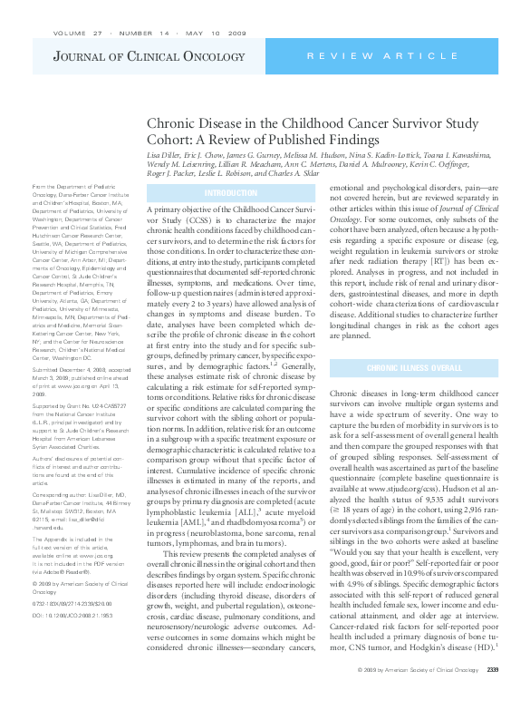(PDF) Chronic Disease in the Childhood Cancer Survivor Study Cohort: A ...