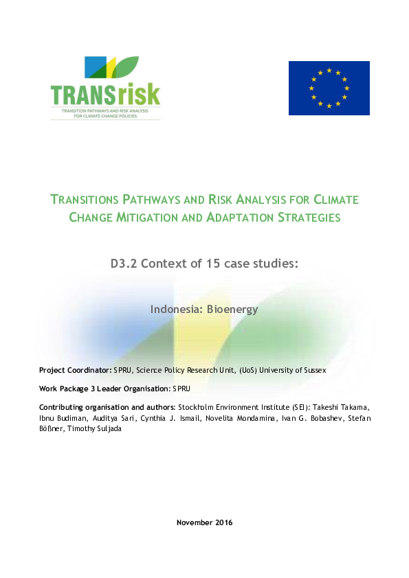 (PDF) TRANSITIONS PATHWAYS AND RISK ANALYSIS FOR CLIMATE CHANGE ...