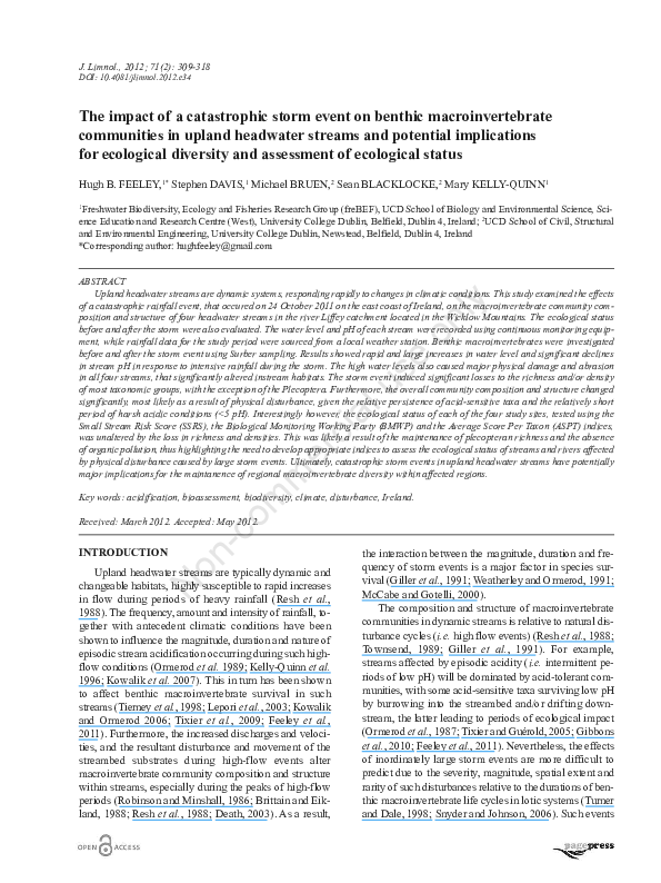(PDF) The impact of a catastrophic storm event on benthic ...