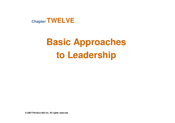 (PDF) Basic Approaches to Leadership