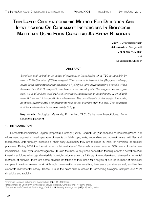 (PDF) Thin Layer Chromatographic Method For Detection and