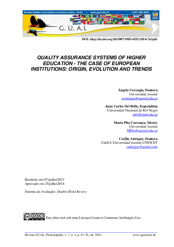 (PDF) Quality assurance systems of higher education - The case of ...