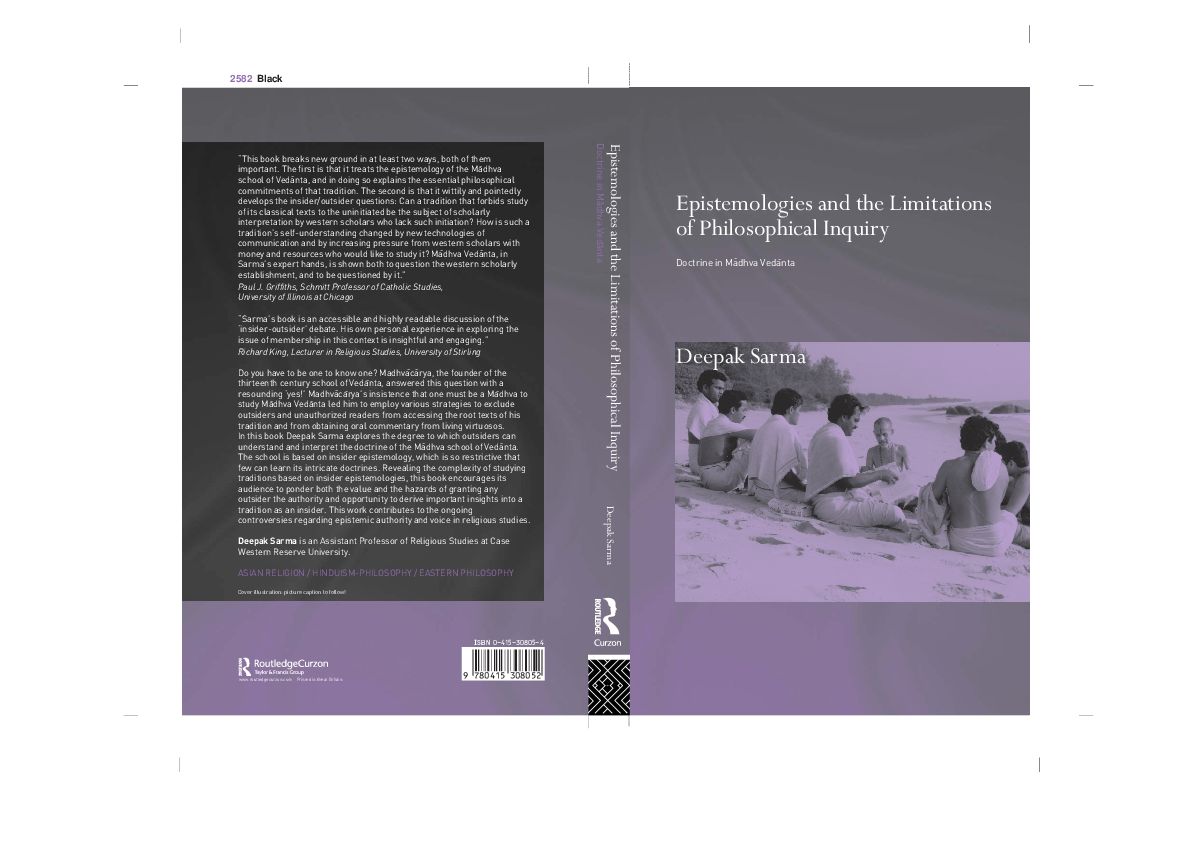 First page of “Deepak Sarma Epistemologies and the Limitations of Philosophical Inquiry: Doctrine in Madhva Vedanta”