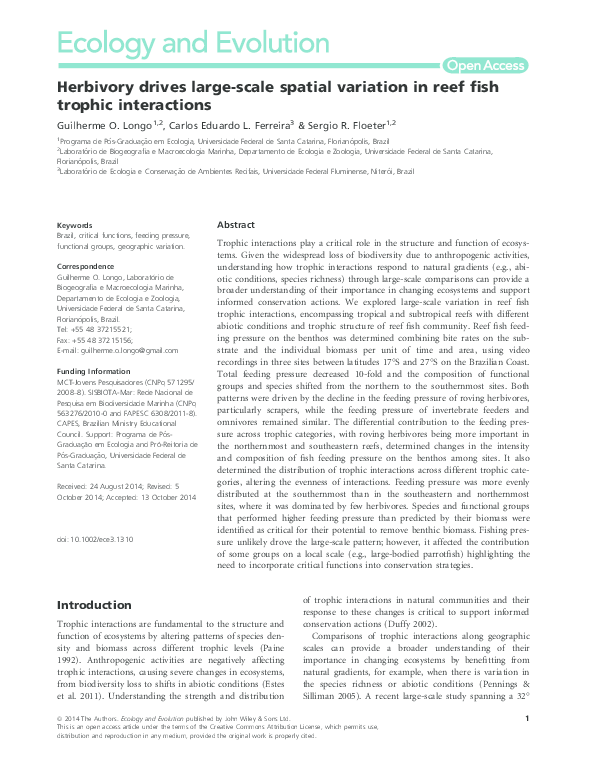 (PDF) Herbivory drives large-scale spatial variation in reef fish ...