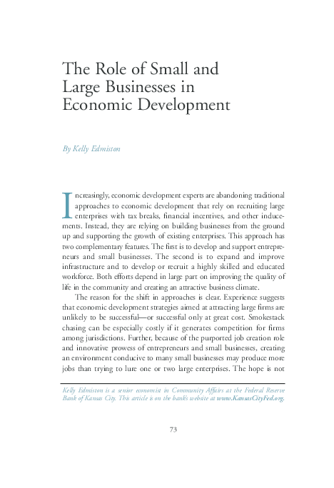 (PDF) The Role of Small and Large Businesses in Economic Development