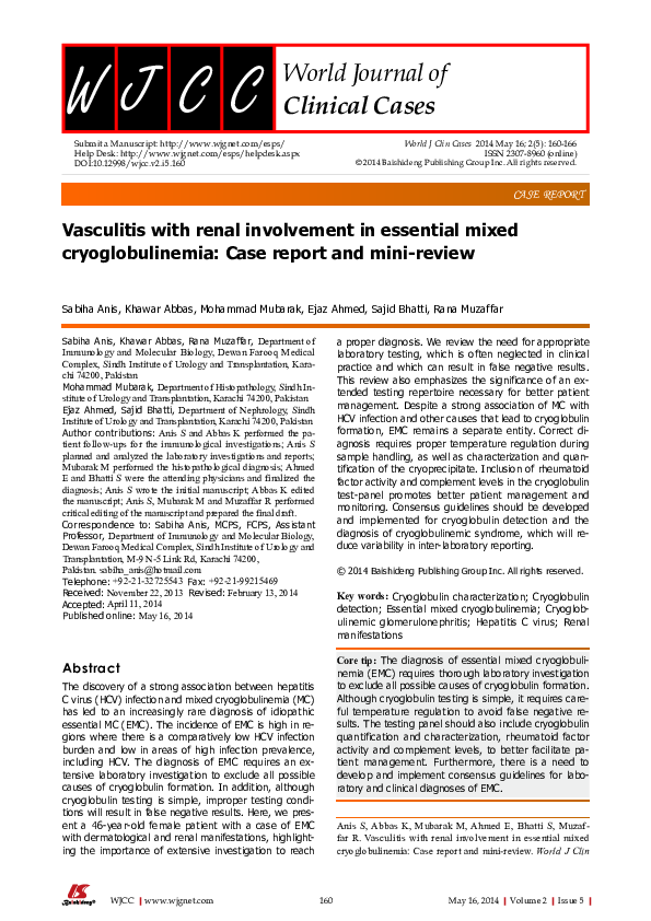 (PDF) Vasculitis with renal involvement in essential mixed