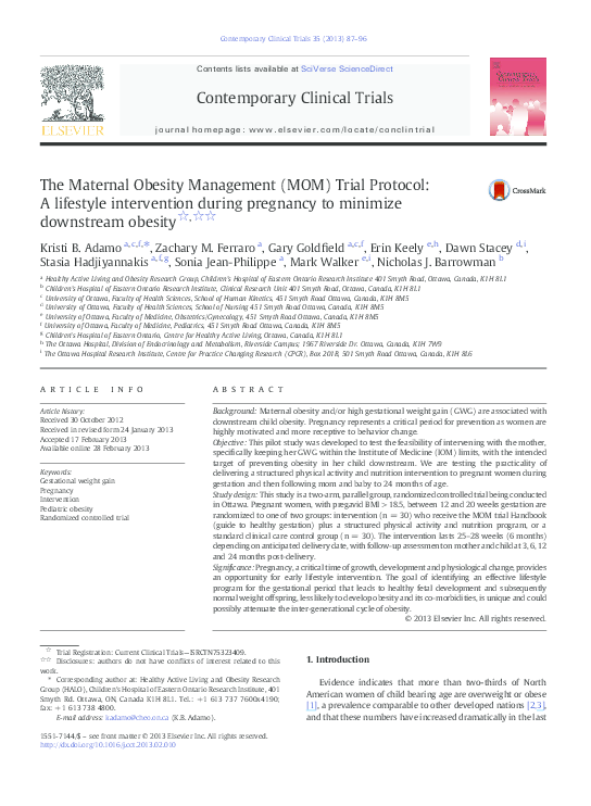 (PDF) The Maternal Obesity Management (MOM) Trial Protocol: A lifestyle ...