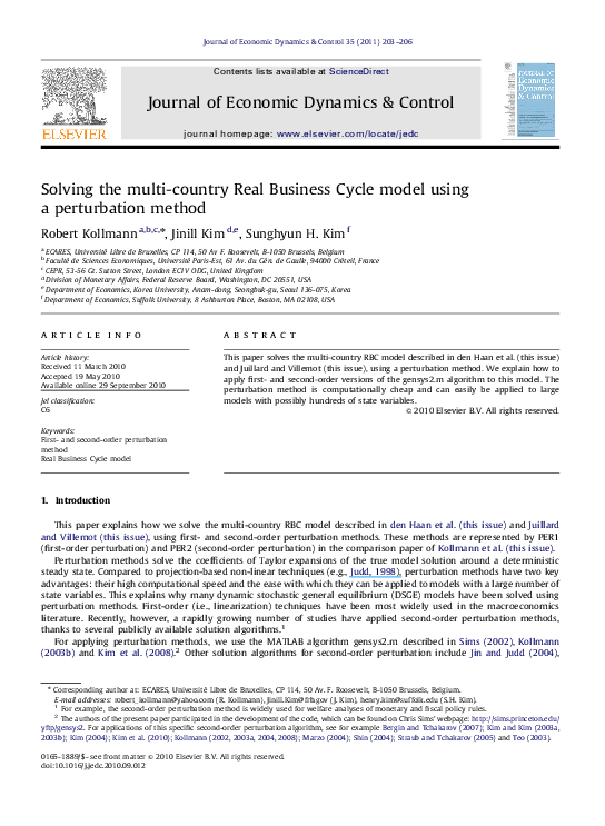 (PDF) Solving the multi-country Real Business Cycle model using a ...