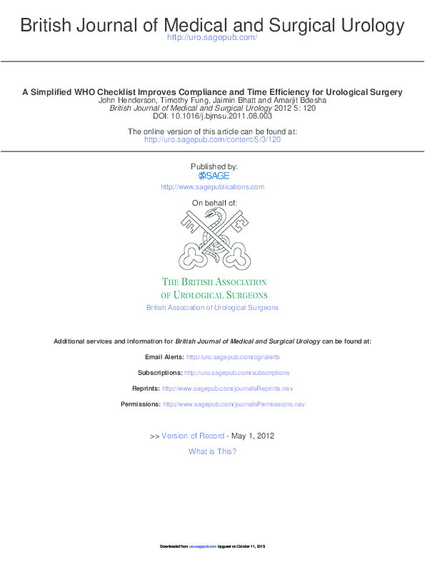 (PDF) A simplified WHO checklist improves compliance and time ...