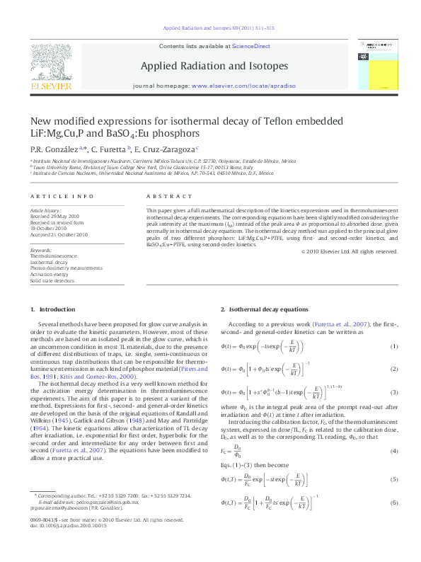 (PDF) New modified expressions for isothermal decay of Teflon embedded ...