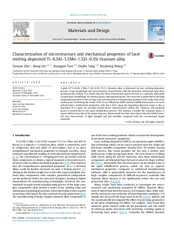 (PDF) Characterization of microstructure and mechanical properties of ...