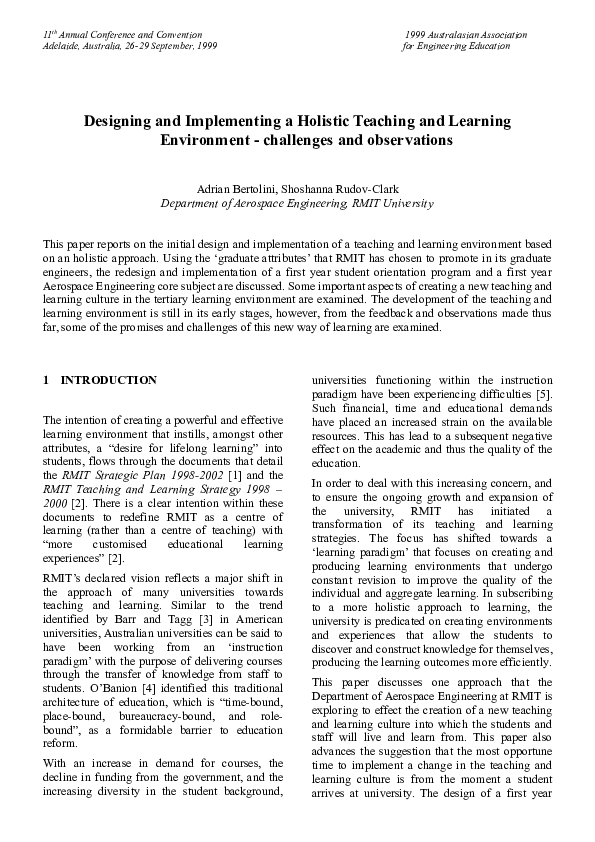(DOC) Designing and Implementing a Holistic Teaching and Learning ...