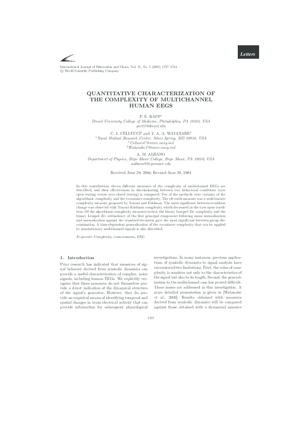 (PDF) Quantitative Characterization of the Complexity of Multichannel ...