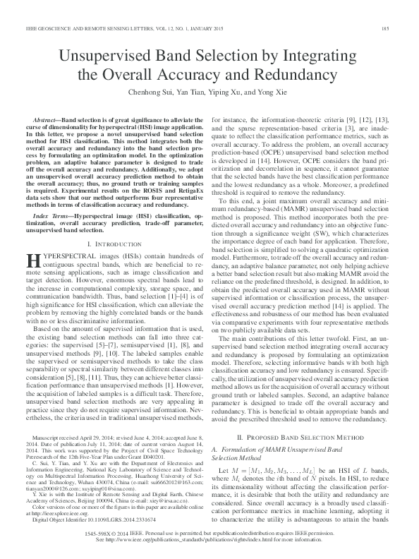 (PDF) Unsupervised Band Selection by Integrating the Overall Accuracy ...