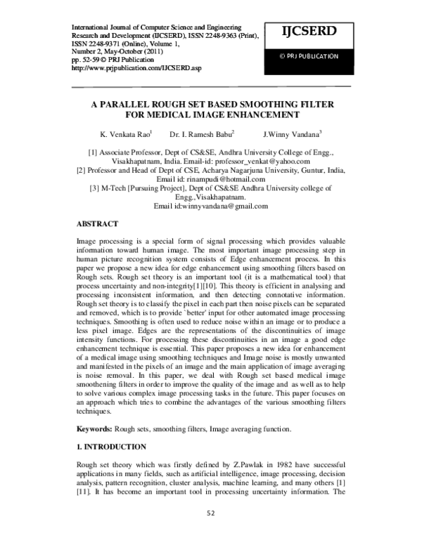 (PDF) A PARALLEL ROUGH SET BASED SMOOTHING FILTER FOR MEDICAL IMAGE ...