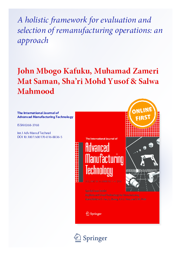 (PDF) The International Journal of Advanced Manufacturing Technology A holistic framework for