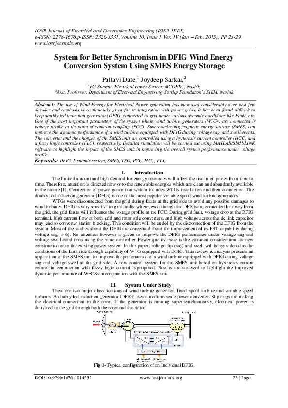(PDF) System for Better Synchronism in DFIG Wind Energy Conversion