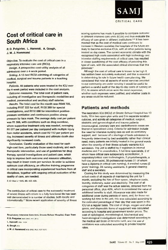 (PDF) Critical care in South Africa