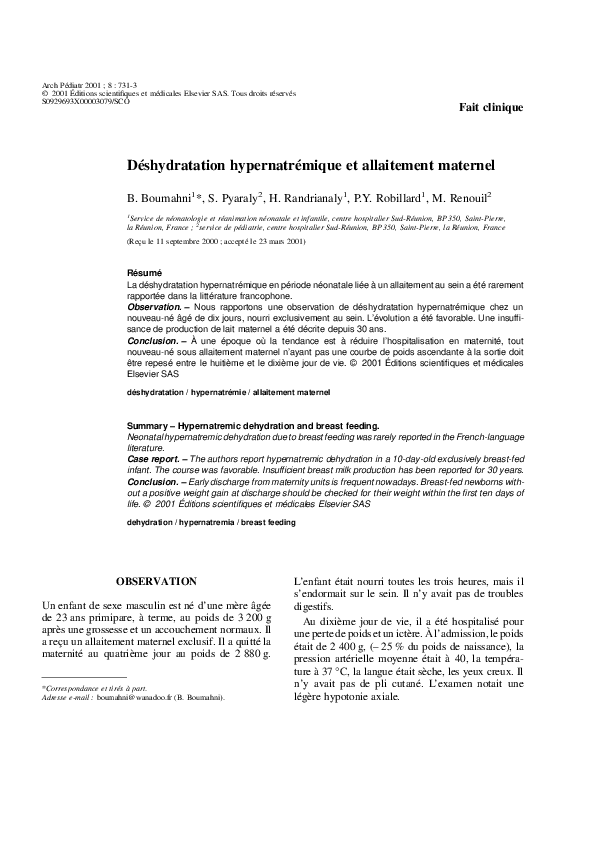 Pdf Deshydratation Hypernatremique Et Allaitement Maternel M Renouil Academia Edu