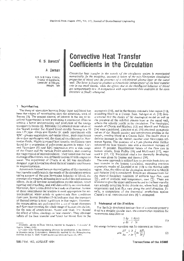 (PDF) Convective Heat Transfer Coefficients in the Circulation